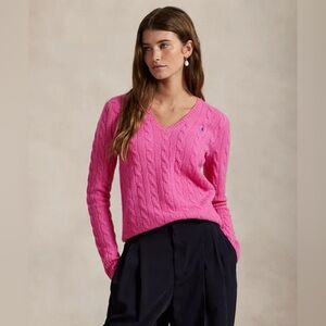 Ralph Lauren Bright Pink V-Neck Sweater